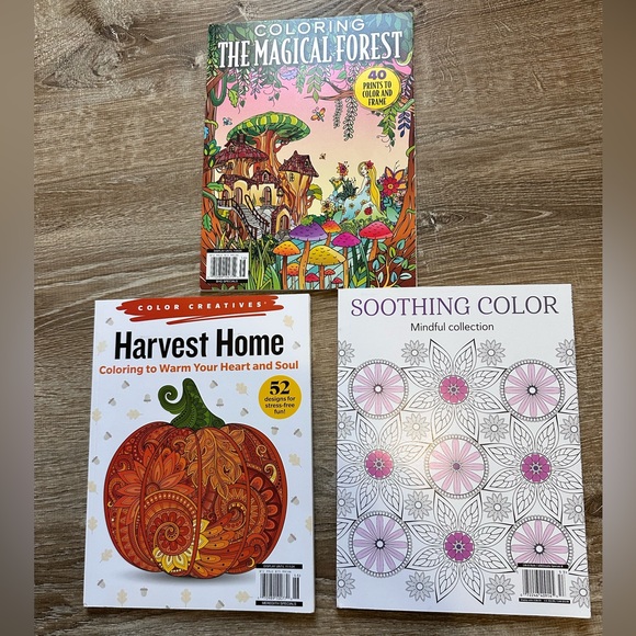 Other - Three Adult Coloring Books, New.